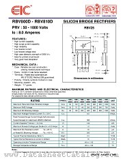 RBV804D datasheet pdf EIC discrete Semiconductors