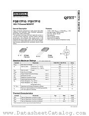 FQB17P10 datasheet pdf Fairchild Semiconductor