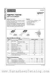 FQB7P20 datasheet pdf Fairchild Semiconductor