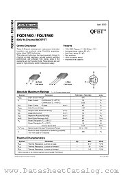 FQD1N60 datasheet pdf Fairchild Semiconductor