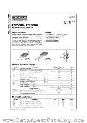 FQD3N40 datasheet pdf Fairchild Semiconductor