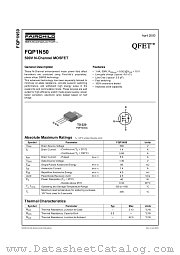 FQP1N50 datasheet pdf Fairchild Semiconductor