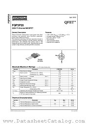FQP3P20 datasheet pdf Fairchild Semiconductor