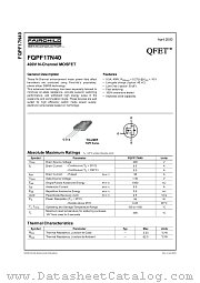 FQPF17N40 datasheet pdf Fairchild Semiconductor