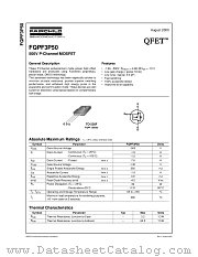 FQPF3P50 datasheet pdf Fairchild Semiconductor