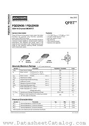 FQU2N30 datasheet pdf Fairchild Semiconductor