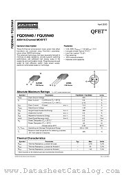FQU5N40 datasheet pdf Fairchild Semiconductor