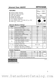 IRFI540A datasheet pdf Fairchild Semiconductor