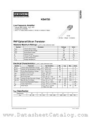 KSA733 datasheet pdf Fairchild Semiconductor