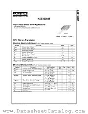 KSE13003T datasheet pdf Fairchild Semiconductor