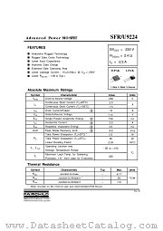 SFU9224 datasheet pdf Fairchild Semiconductor