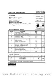 SFW9624 datasheet pdf Fairchild Semiconductor