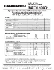 R3234-01 datasheet pdf Hamamatsu Corporation