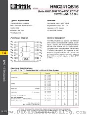 HMC241QS16 datasheet pdf Hittite Microwave Corporation
