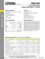 HMC498 datasheet pdf Hittite Microwave Corporation