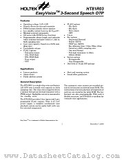 HT81R03 datasheet pdf Holtek Semiconductor