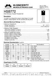 HSB772 datasheet pdf Hi-Sincerity Microelectronics