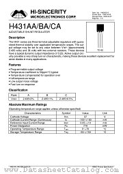 H431BA datasheet pdf Hi-Sincerity Microelectronics