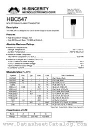 HBC547 datasheet pdf Hi-Sincerity Microelectronics