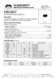 HBC807 datasheet pdf Hi-Sincerity Microelectronics