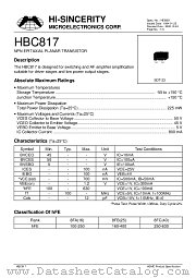 HBC817 datasheet pdf Hi-Sincerity Microelectronics