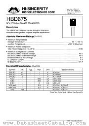 HBD675 datasheet pdf Hi-Sincerity Microelectronics