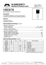 HBD678 datasheet pdf Hi-Sincerity Microelectronics