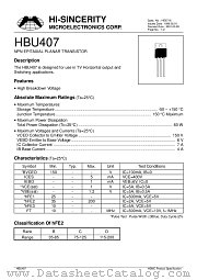 HBU407 datasheet pdf Hi-Sincerity Microelectronics
