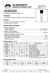 HE8550S datasheet pdf Hi-Sincerity Microelectronics