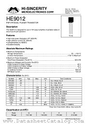 HE9012 datasheet pdf Hi-Sincerity Microelectronics