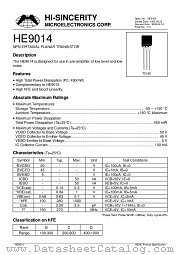HE9014 datasheet pdf Hi-Sincerity Microelectronics