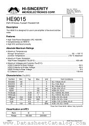 HE9015 datasheet pdf Hi-Sincerity Microelectronics