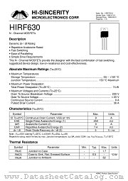 HIRF630 datasheet pdf Hi-Sincerity Microelectronics