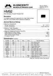 HM92 datasheet pdf Hi-Sincerity Microelectronics