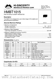 HMBT1015 datasheet pdf Hi-Sincerity Microelectronics