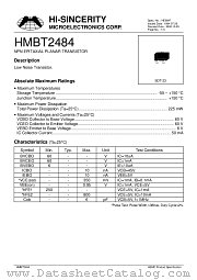 HMBT2484 datasheet pdf Hi-Sincerity Microelectronics