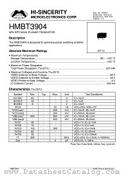 HMBT3904 datasheet pdf Hi-Sincerity Microelectronics
