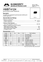 HMBT4124 datasheet pdf Hi-Sincerity Microelectronics