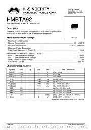 HMBTA92 datasheet pdf Hi-Sincerity Microelectronics