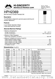 HMH2369 datasheet pdf Hi-Sincerity Microelectronics