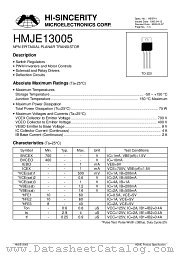 HMJE13005 datasheet pdf Hi-Sincerity Microelectronics