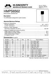 HMPS6562 datasheet pdf Hi-Sincerity Microelectronics