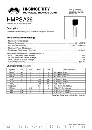 HMPSA26 datasheet pdf Hi-Sincerity Microelectronics