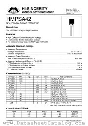 HMPSA42 datasheet pdf Hi-Sincerity Microelectronics