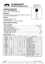 HPN2222A datasheet pdf Hi-Sincerity Microelectronics