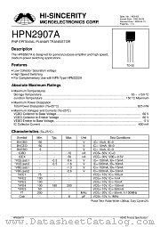 HPN2907A datasheet pdf Hi-Sincerity Microelectronics