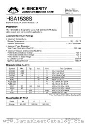 HSA1538S datasheet pdf Hi-Sincerity Microelectronics