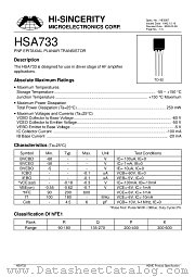 HSA733 datasheet pdf Hi-Sincerity Microelectronics