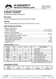 HSA733SP datasheet pdf Hi-Sincerity Microelectronics