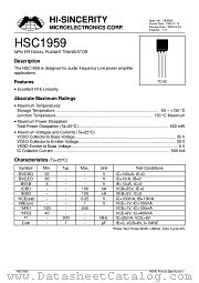 HSC1959 datasheet pdf Hi-Sincerity Microelectronics